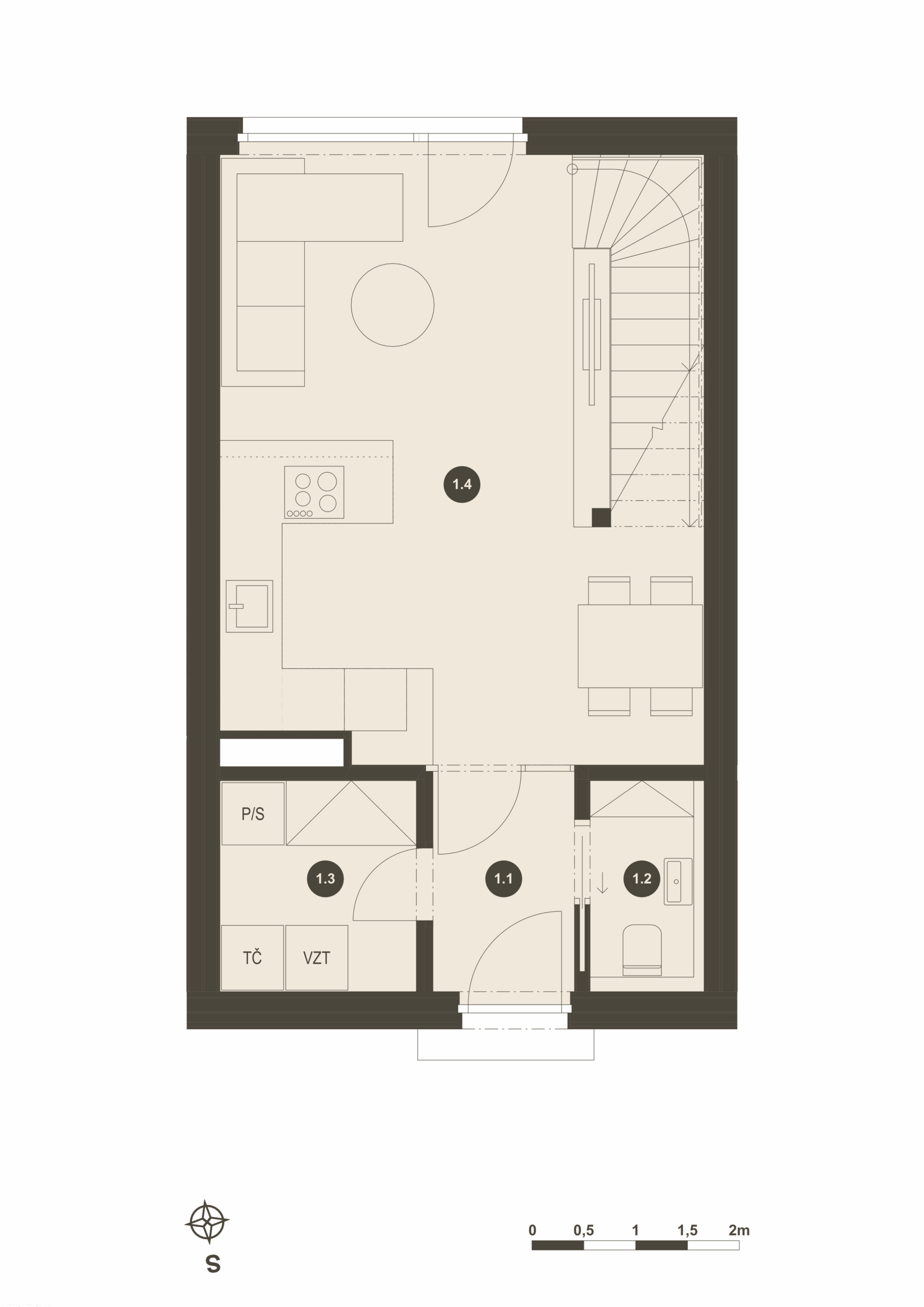 13.B - 1. patro půdorys